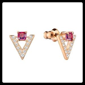 Swarovski Crystal Funk Pierced Rose Gold Plated Earrings